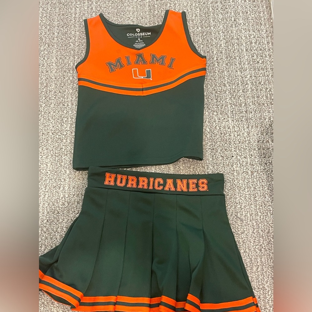 University of Miami Hurricanes Cheerleader Outfit Skirt Top Like New Size S 6-6x